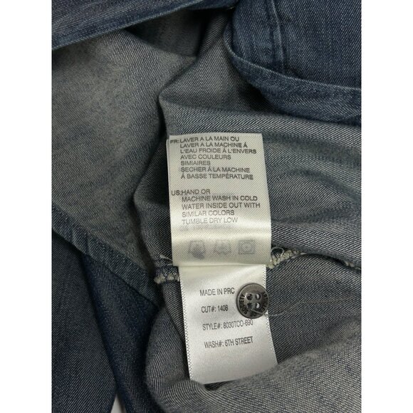 ARTICLES OF SOCIETY Trixie Denim Shirt Sz L Blue Chambray Button Top Up Tencel - Picture 8 of 13